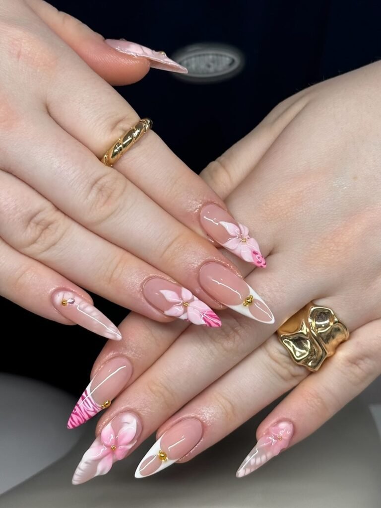 27 Pink Floral Nails Ideas